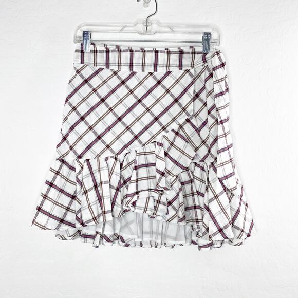 Veronica Beard Memphis Mini Skirt Size 2 XS White Plaid Ruffle NEW NWT - Picture 7 of 11